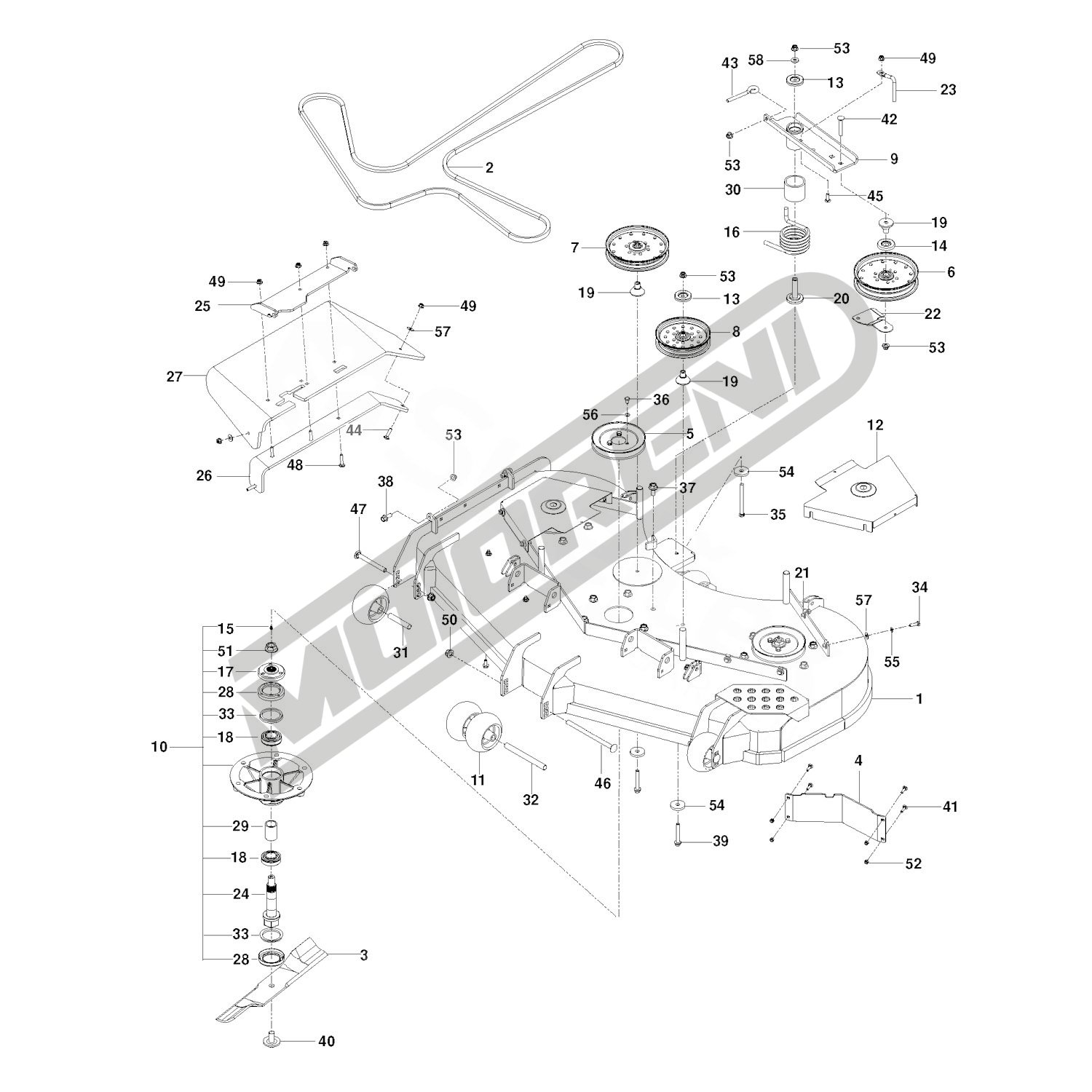 Rezno kućište Husqvarna PZ29/PZ29D (153 cm / bočno)