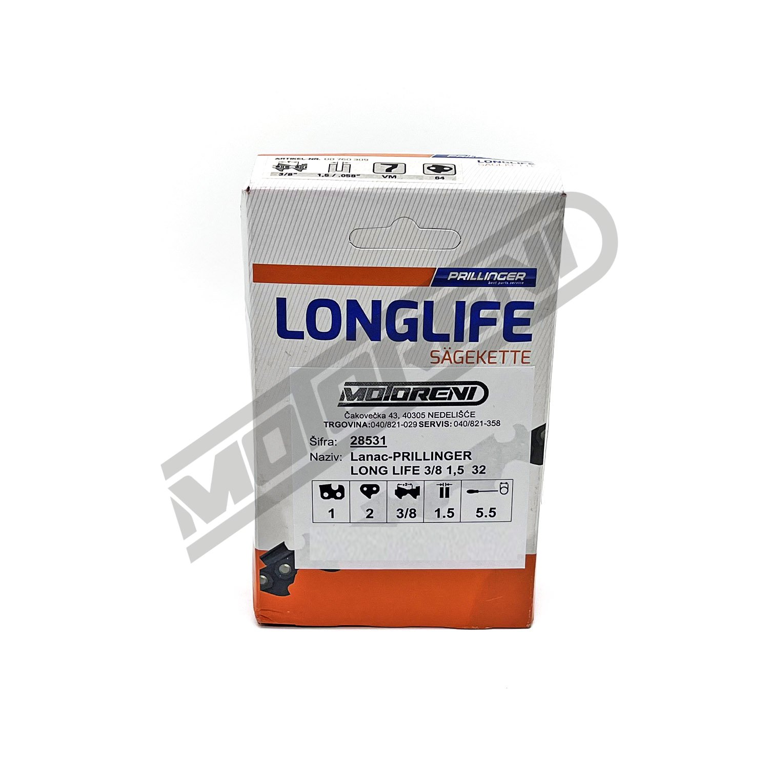 Lanac za motornu pilu Prillinger Long Life - 64 čl. (3/8" / 1,5 mm)