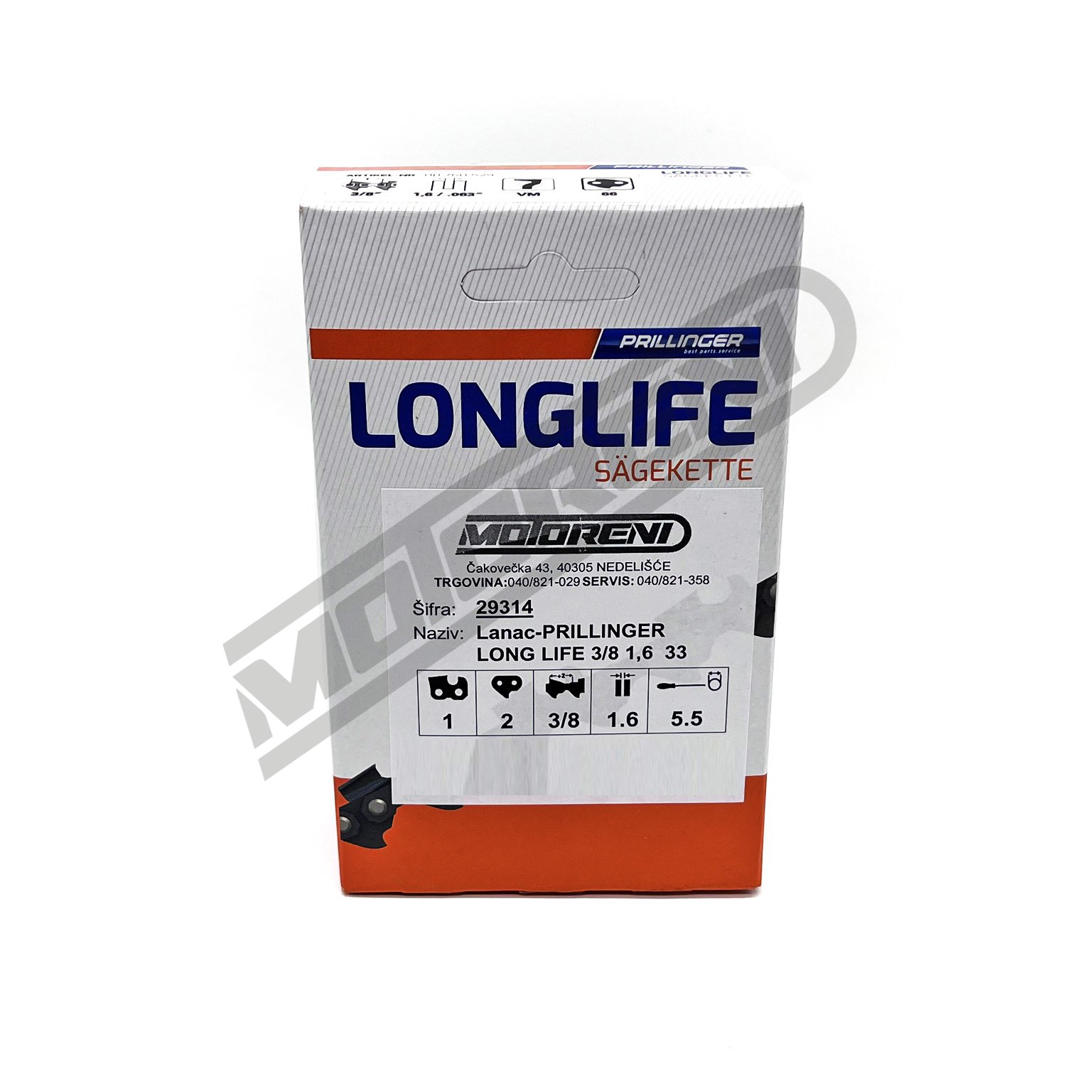 Lanac za motornu pilu Prillinger Long Life - 66 čl. (3/8 / 1,6 mm)